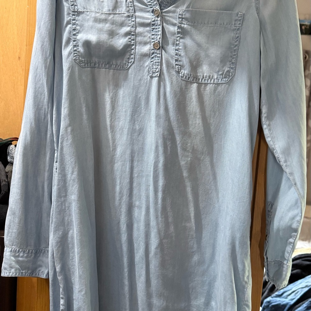 SO Women's Casual Sky Blue Shirt Dress